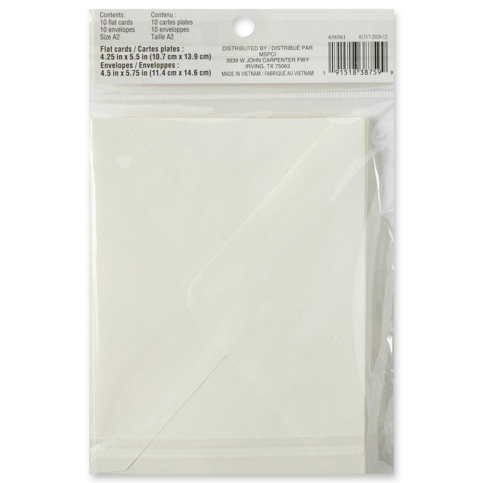 10 Sets of Ivory Flat Envelopes & Cards by Recollections™, 4.25" x 5.5"
